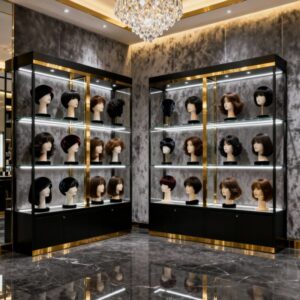 Bộ tóc giả đẹp nhất Tủ sang trọng Chất lượng tốt Màu sắc và kích thước tùy chỉnh Salon Làm đẹp Tóc giả và Tủ trưng bày tóc Tủ nối tóc