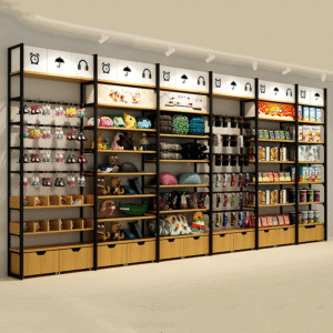 Convenience Store Retail Shop Shelves Metal Wood Supermarket Shelves Gift Shop Shelving and Stand