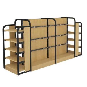 Supermarket Shelves Wooden Steel Grocery Store Furniture Retail Display Racks Gondola Shelving for Shop Fixture