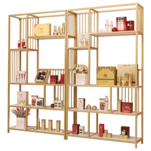 Cosmetic Shop Shelves Showcase Supermarket Shopping Shelf Rack Cosmetics Display Showcase for Shop Shelving