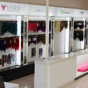 Wooden LED Hair Salon Shelf Human Hair Wig Display Shelf Hair Extension Shelf and Cabinet