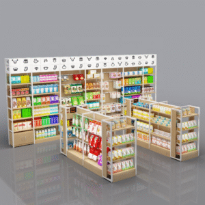 Metal Wood Grocery Store Shelf Retail Convenience Store Rack and Stand Supermarket Shelf