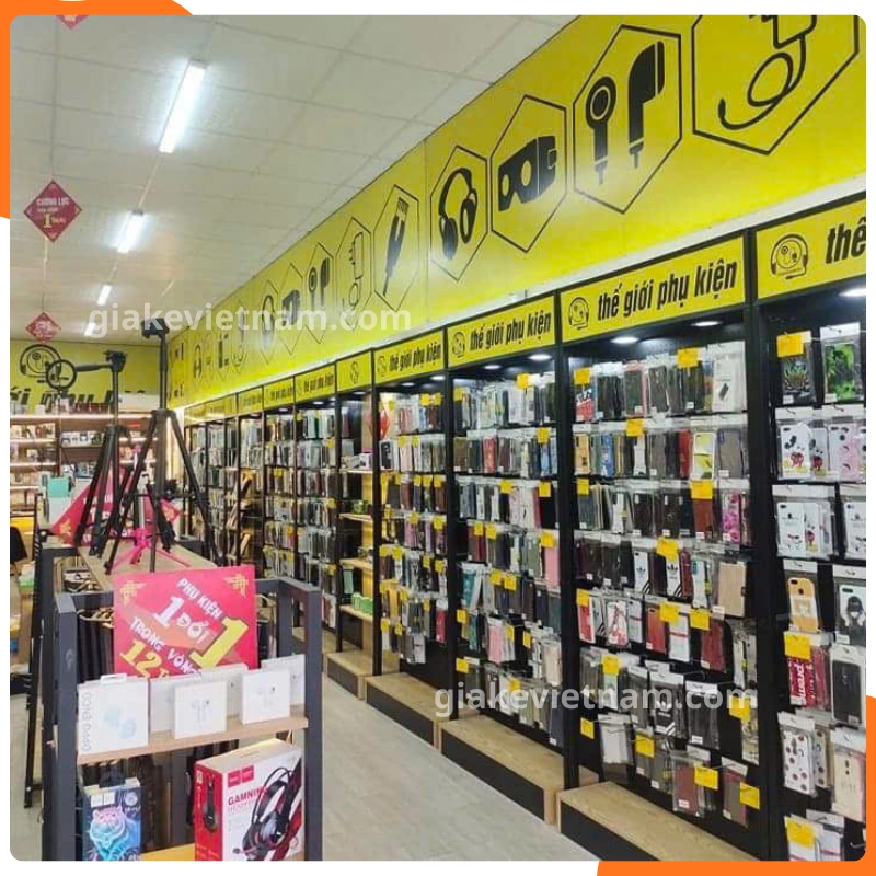 Giá kệ treo phụ kiện điện thoại gắn tường đẹp, gọn gàng